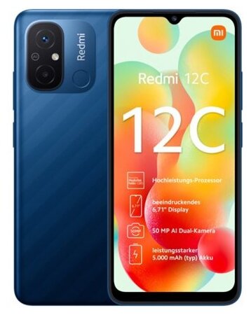 Купить Смартфон Xiaomi Redmi 12C 4/128 ГБ RU, 2 nano SIM, Ocean Blue